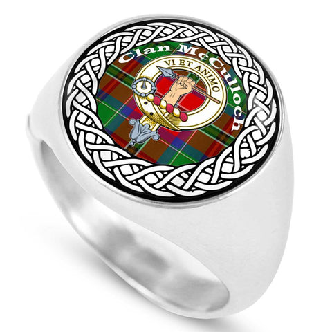 Image of McCulloch Crest Clan Tartan Ring Scottish