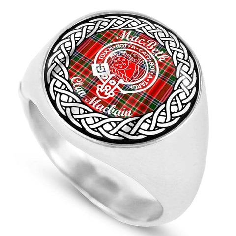 Image of MacBeth Crest Clan Tartan Ring Scottish