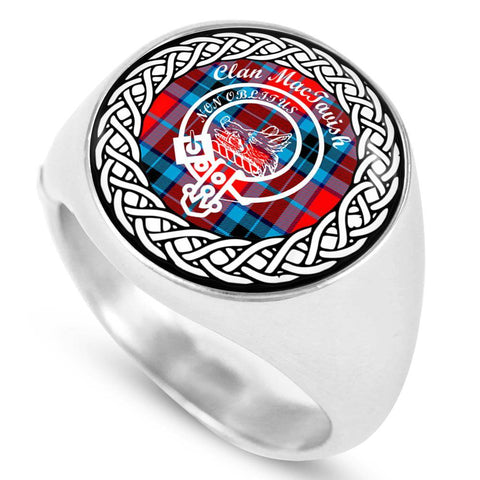 Image of MacTavish Crest Clan Tartan Ring Scottish