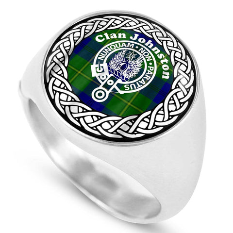 Image of Johnston Crest Clan Tartan Ring Scottish