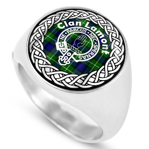 Image of Lamont Crest Clan Tartan Ring Scottish