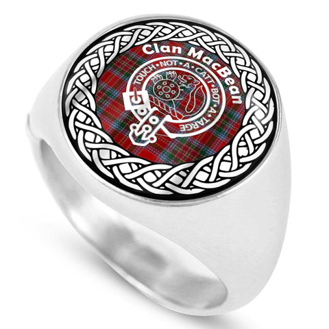 Image of MacBean Crest Clan Tartan Ring Scottish