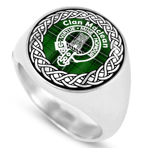 Image of Maclean Crest Clan Tartan Ring Scottish