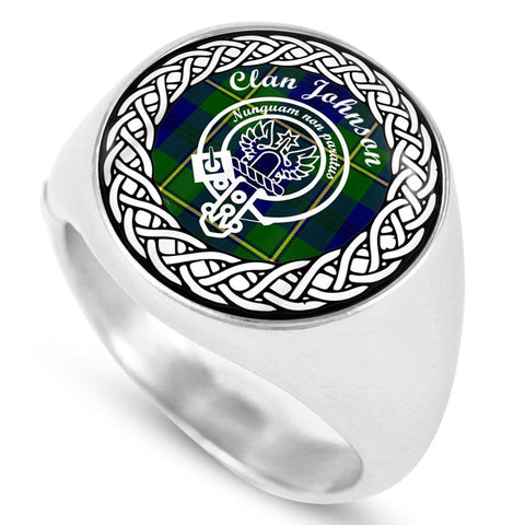Image of Johnson Crest Clan Tartan Ring Scottish