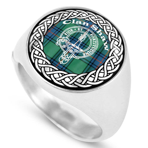 Image of Shaw Crest Clan Tartan Ring Scottish