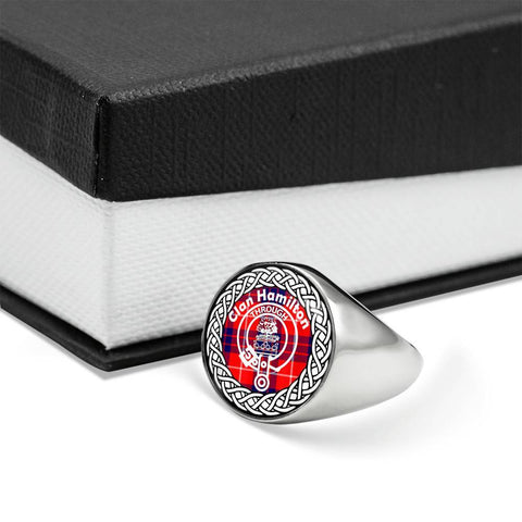 Image of Hamilton Crest Clan Tartan Ring Scottish