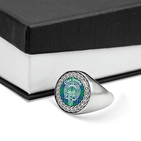 Image of Irvine Crest Clan Tartan Ring Scottish