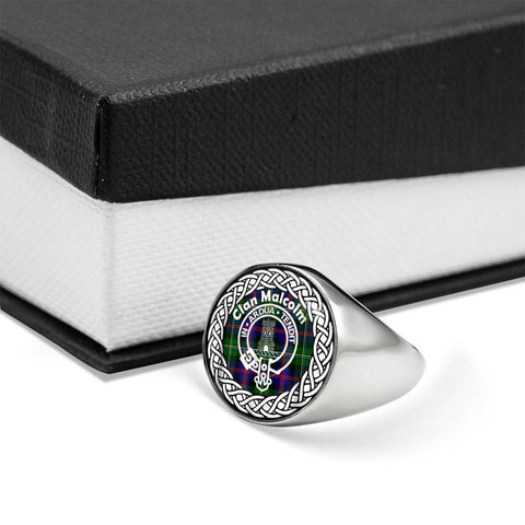 Image of Malcolm Crest Clan Tartan Ring Scottish