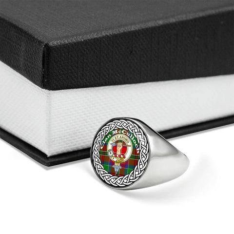 Image of McCulloch Crest Clan Tartan Ring Scottish