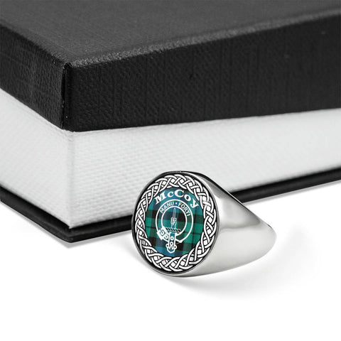 Image of McCoy Crest Clan Tartan Ring Scottish