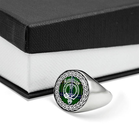 Image of Henderson Crest Clan Tartan Ring Scottish