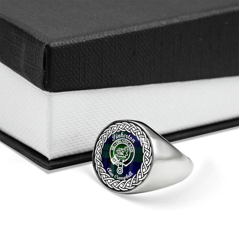 Image of Pinkerton Crest Clan Tartan Ring Scottish