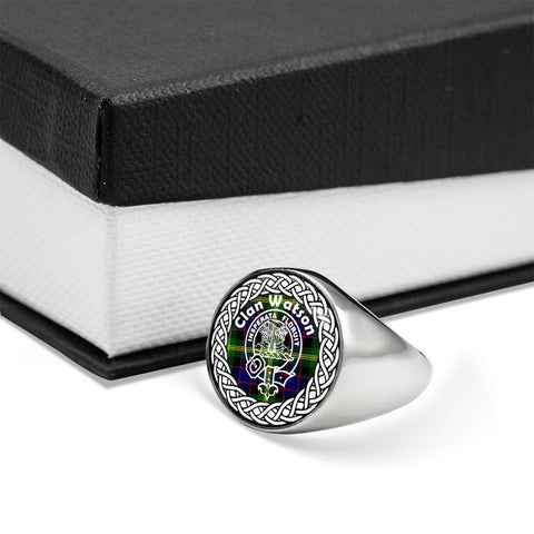 Image of Watson Crest Clan Tartan Ring Scottish