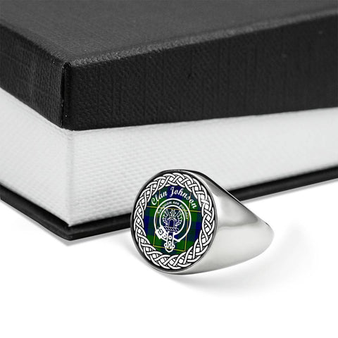 Image of Johnson Crest Clan Tartan Ring Scottish
