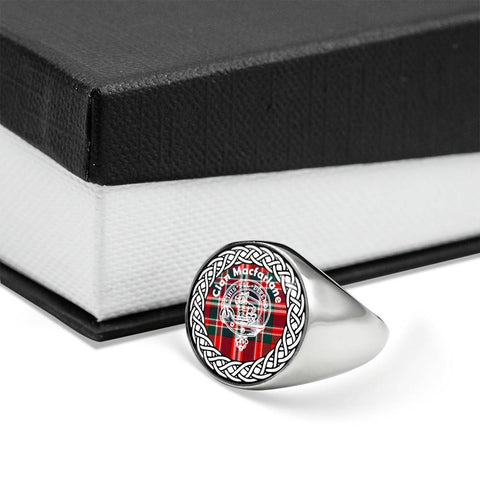 Image of Macfarlane Crest Clan Tartan Ring Scottish