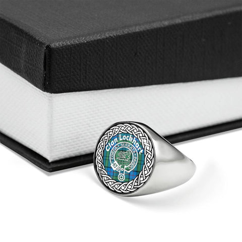 Image of Lockhart Crest Clan Tartan Ring Scottish