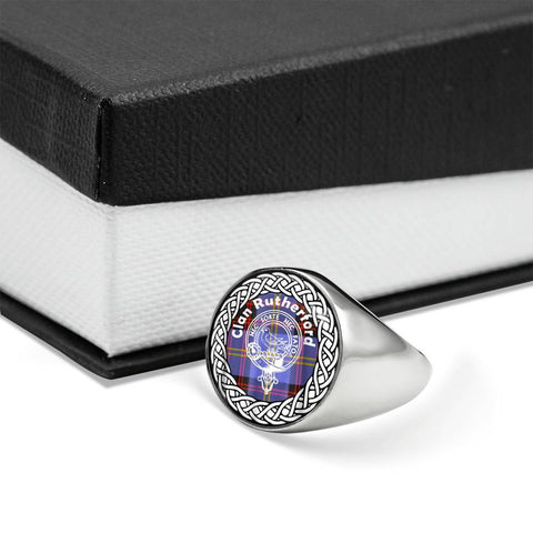 Image of Rutherford Crest Clan Tartan Ring Scottish