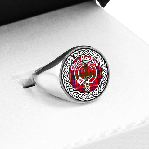 Image of MacRae Crest Clan Tartan Ring Scottish