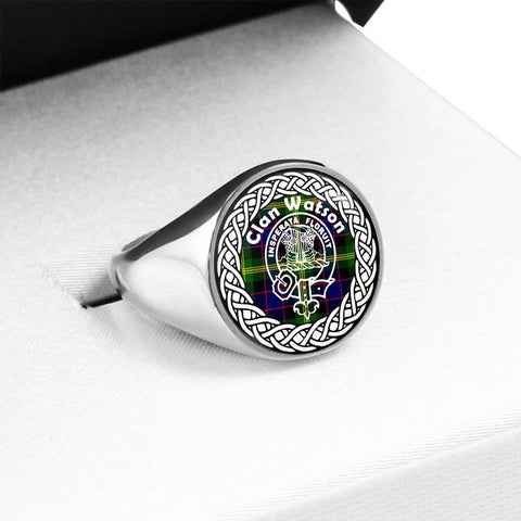 Image of Watson Crest Clan Tartan Ring Scottish