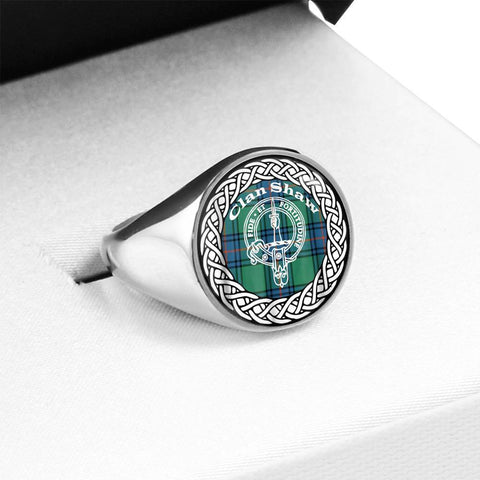 Image of Shaw Crest Clan Tartan Ring Scottish