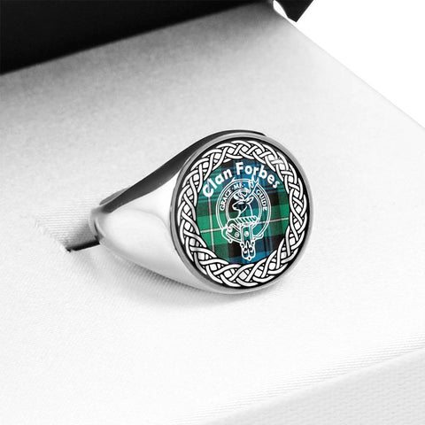 Image of Forbes Crest Clan Tartan Ring Scottish
