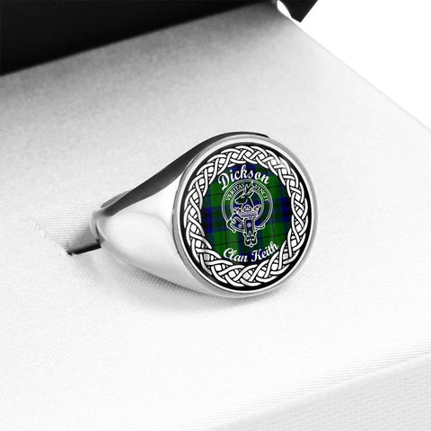Image of Dickson Crest Clan Tartan Ring Scottish