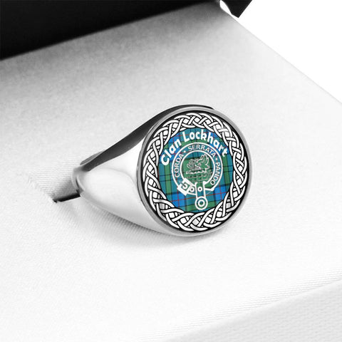 Image of Lockhart Crest Clan Tartan Ring Scottish