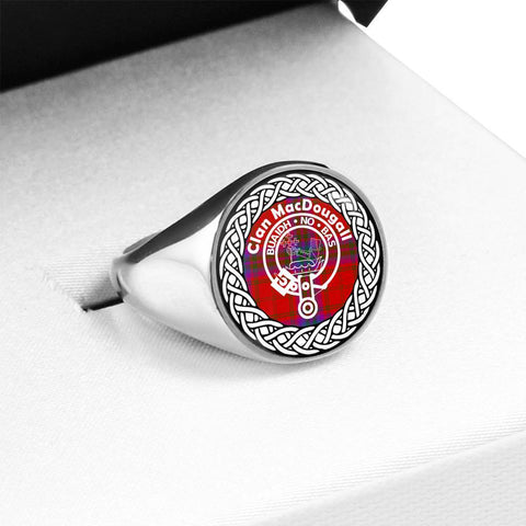 Image of MacDougall Crest Clan Tartan Ring Scottish