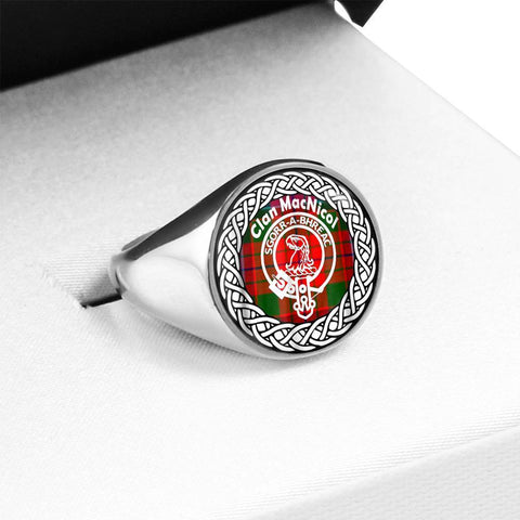 Image of MacNicol Crest Clan Tartan Ring Scottish
