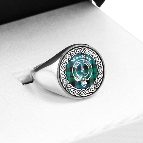 Image of MacKay Crest Clan Tartan Ring Scottish