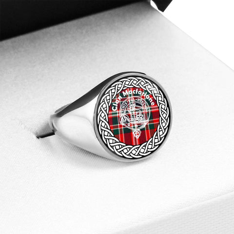 Image of Macfarlane Crest Clan Tartan Ring Scottish