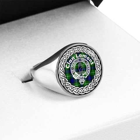 Image of Lamont Crest Clan Tartan Ring Scottish