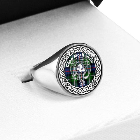 Image of MacKenzie Crest Clan Tartan Ring Scottish