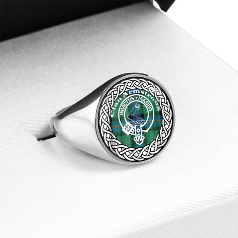 Image of Armstrong Crest Clan Tartan Ring Scottish