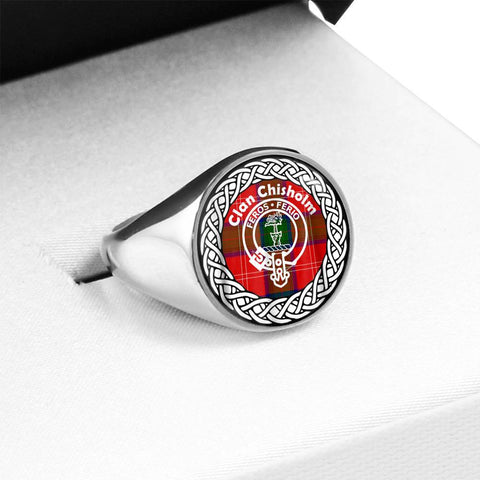 Image of Chisholm Crest Clan Tartan Ring Scottish