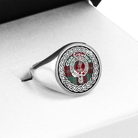 Image of Crawford Crest Clan Tartan Ring Scottish