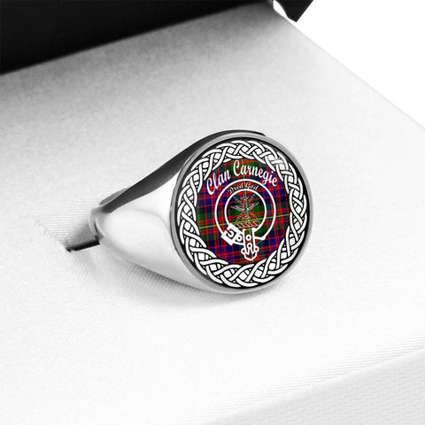 Image of Carnegie Crest Clan Tartan Ring Scottish