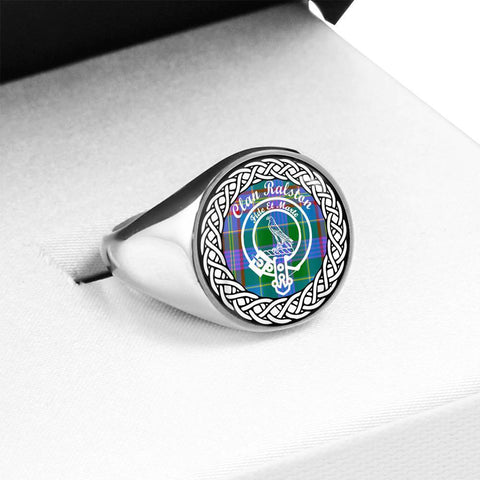 Image of Ralston Crest Clan Tartan Ring Scottish