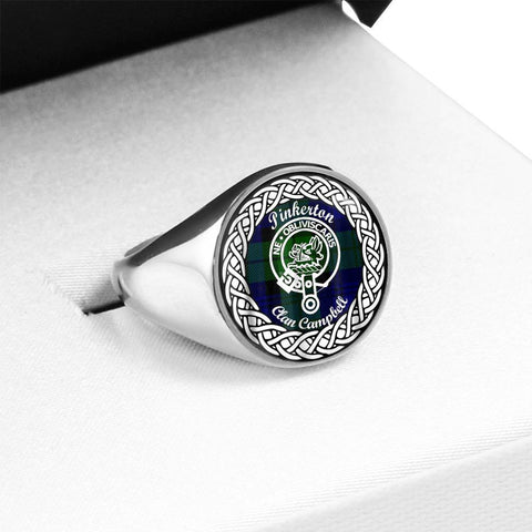 Image of Pinkerton Crest Clan Tartan Ring Scottish