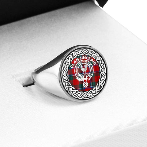 Image of Sinclair Crest Clan Tartan Ring Scottish