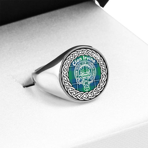 Image of Irvine Crest Clan Tartan Ring Scottish