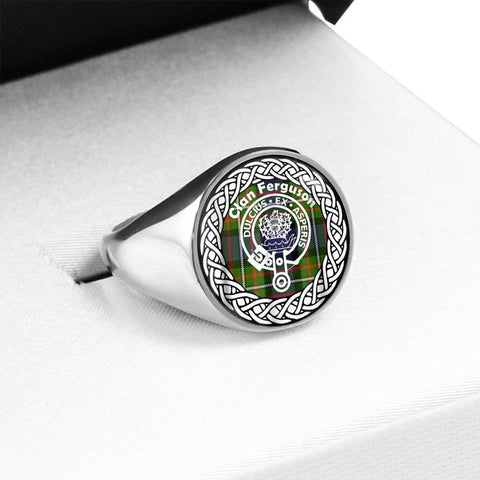 Image of Ferguson Crest Clan Tartan Ring Scottish