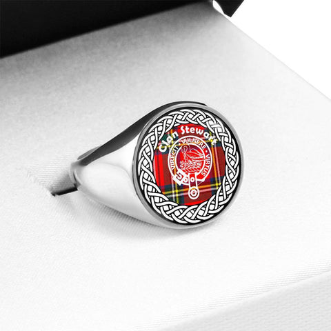 Image of Stewart Crest Clan Tartan Ring Scottish
