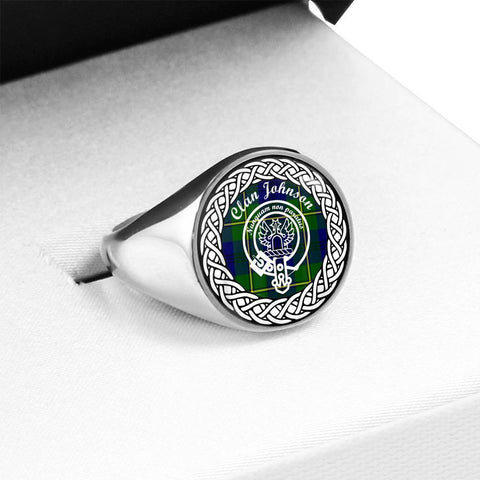 Image of Johnson Crest Clan Tartan Ring Scottish