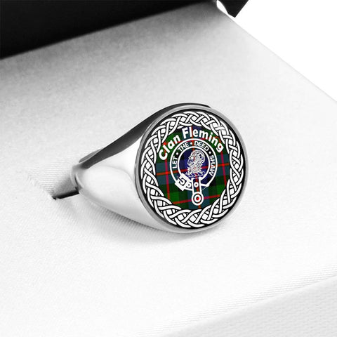 Image of Fleming Crest Clan Tartan Ring Scottish
