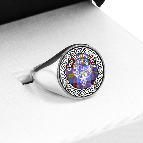 Image of Rutherford Crest Clan Tartan Ring Scottish