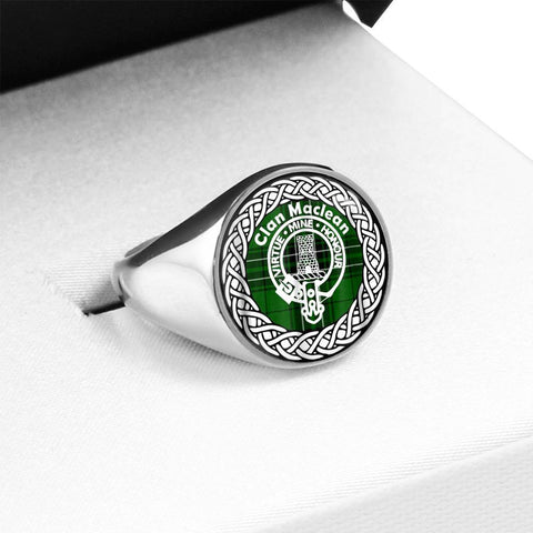 Image of Maclean Crest Clan Tartan Ring Scottish