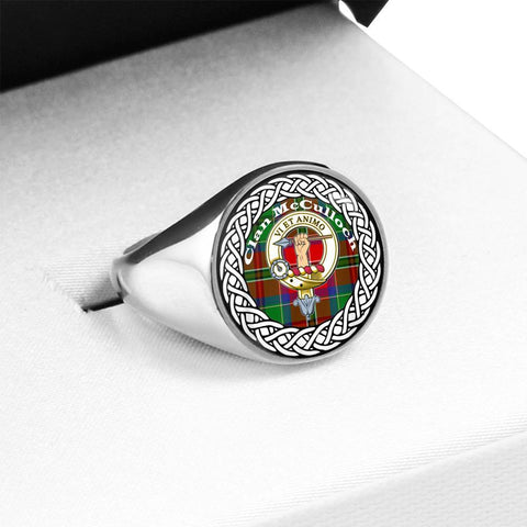 Image of McCulloch Crest Clan Tartan Ring Scottish