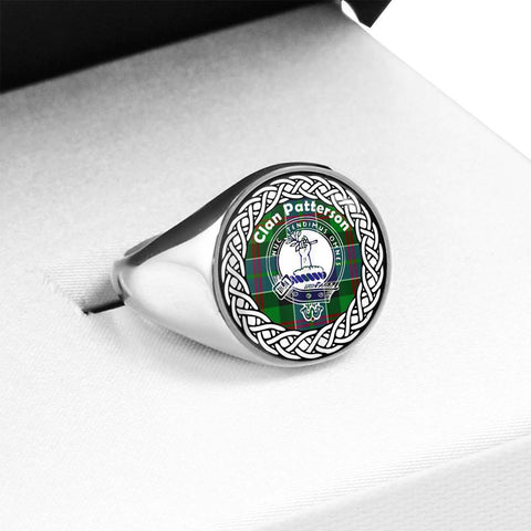 Image of Patterson Crest Clan Tartan Ring Scottish
