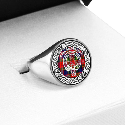 Image of McPherson Crest Clan Tartan Ring Scottish